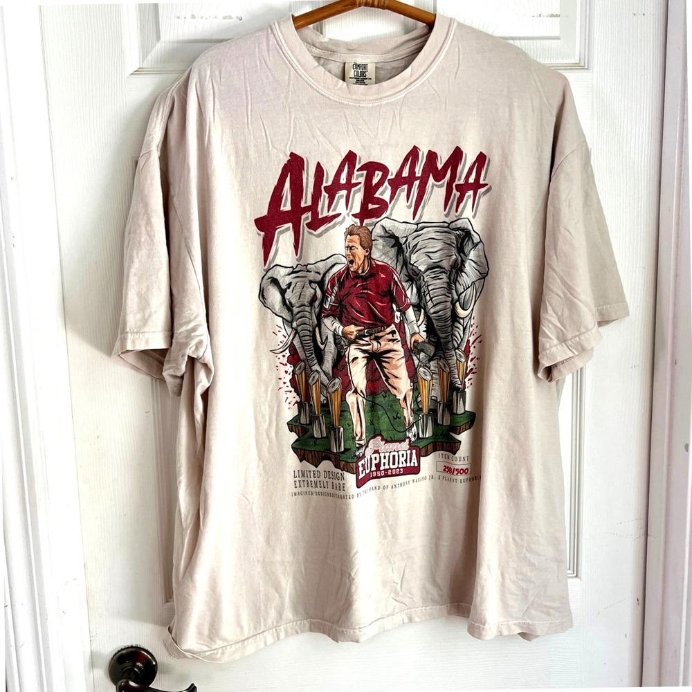 Comfort Colors Alabama Graphic Tee 2XL Mens Nick Saban Limited Ivory Streetwear